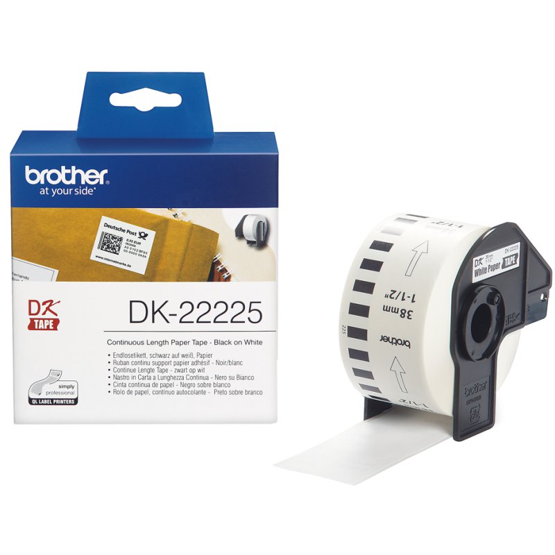 Brother DK-22205 étiquettes papier continu, 62 mm × 30,48 m, noir sur blanc
