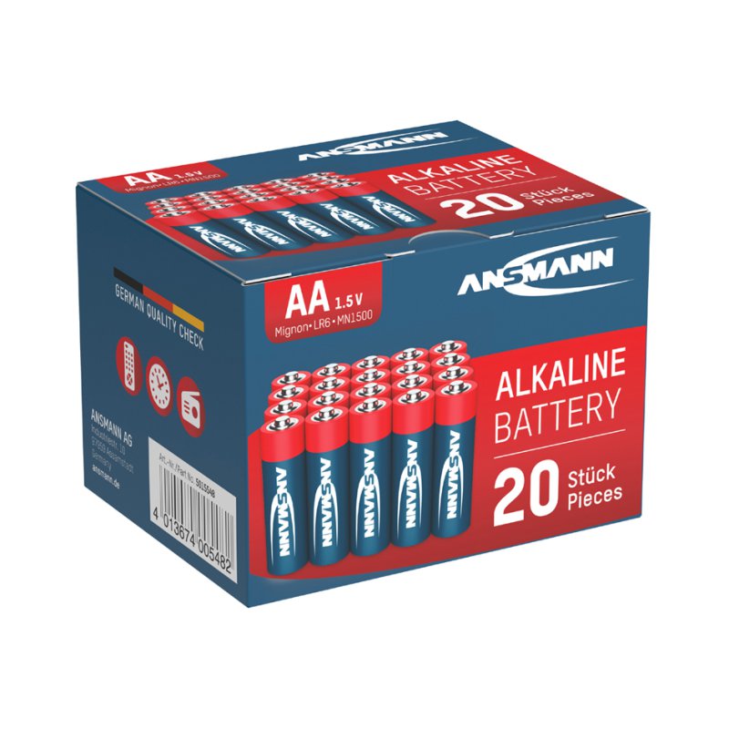ANSMANN piles alcalines RED AA, 1,5 V, 20 pièces