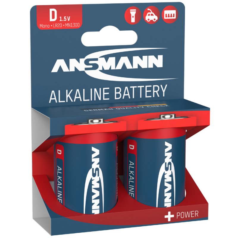 ANSMANN piles alcalines D mono, 1,5 V, LR20, 2 pièces