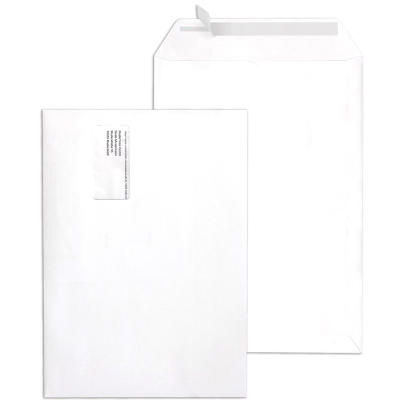 MAILmedia postal envelopes, with window, white, 250 pieces