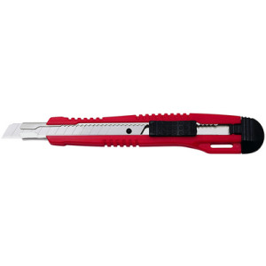 WEDO cutter mes, 9 mm lemmet, rood/zwart, met clip