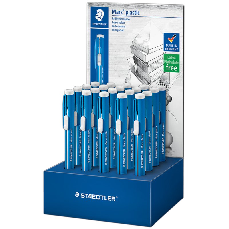 STAEDTLER Mars Plastic gomme stick, rechargeable, bleu, 20 pièces
