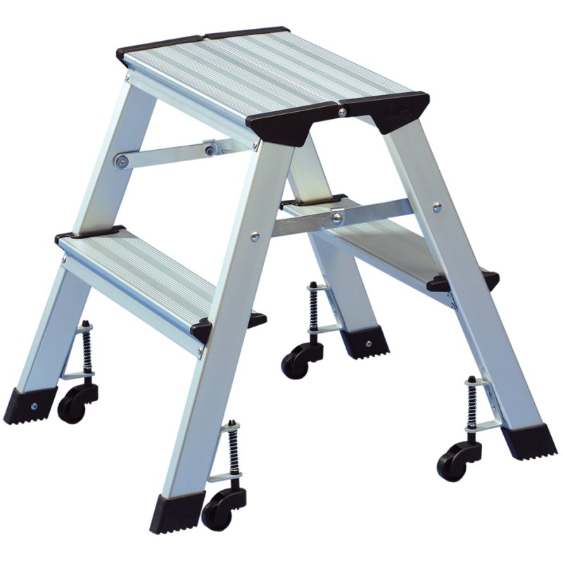 WEDO tabouret pliable, aluminium, capacité de charge 150 kg, 2×2 marches