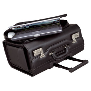 Alassio pilotentrolley San Remo, zwart kunstleer, laptopvak 15-17 inch