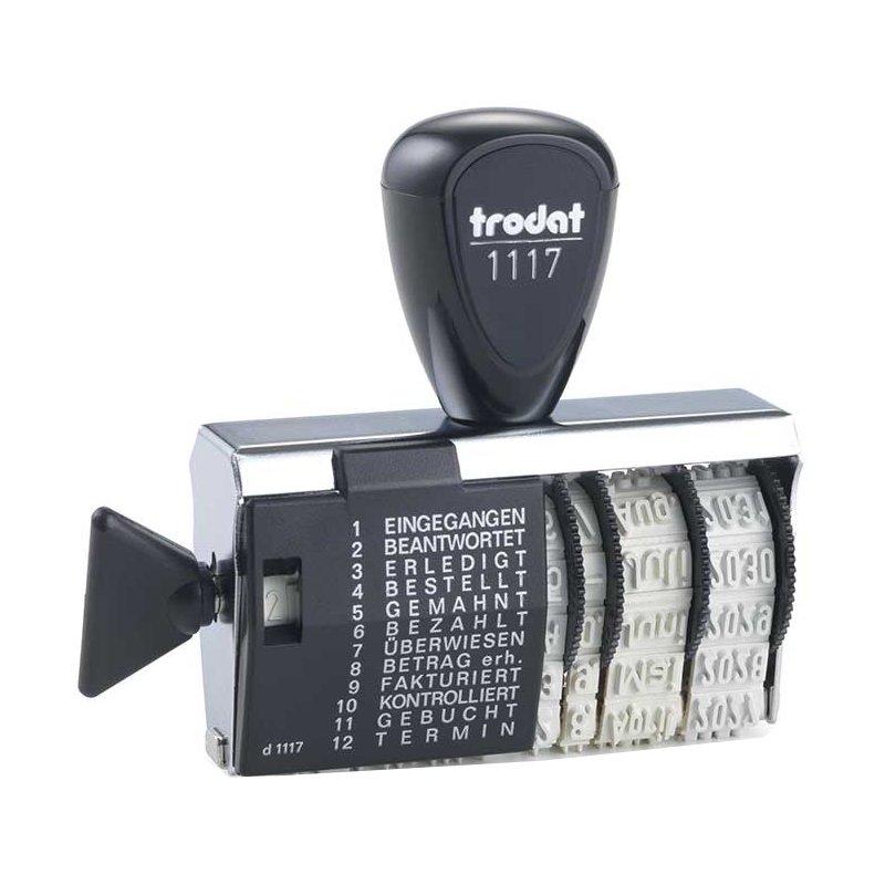 trodat tekststempel 1117 met datum, 4×54 mm, 12 teksten