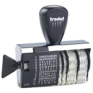 trodat tekststempel 1117 met datum, 4×54 mm, 12 teksten