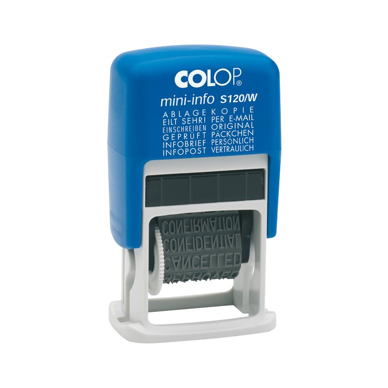 COLOP tampon dateur portable Mini S120/W, 12 textes, hauteur d'écriture 4 mm