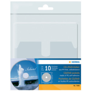 HERMA zelfklevende CD/DVD hoesjes, transparant, 129×130 mm, 10 stuks