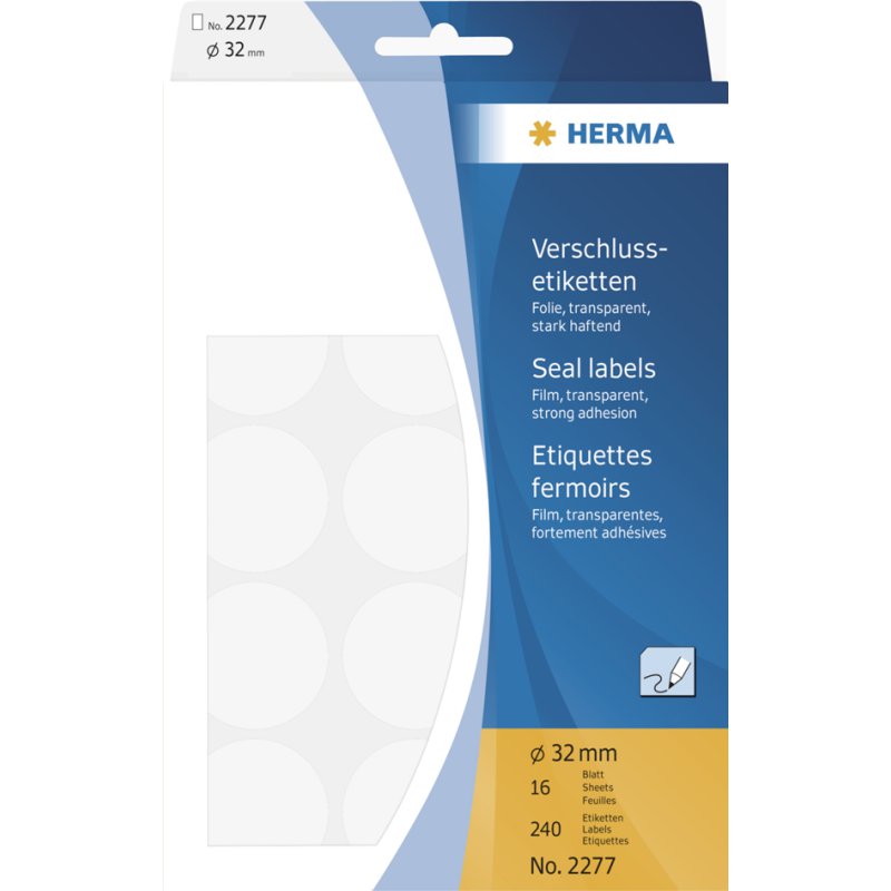 HERMA étiquettes de scellement, diamètre 32 mm, transparent, 240 pièces
