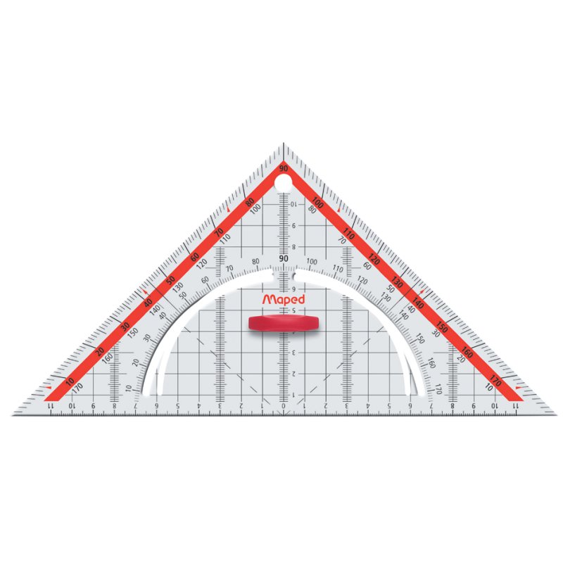 Maped set square Technic, transparent, 260 mm hypotenuse, detachable handle