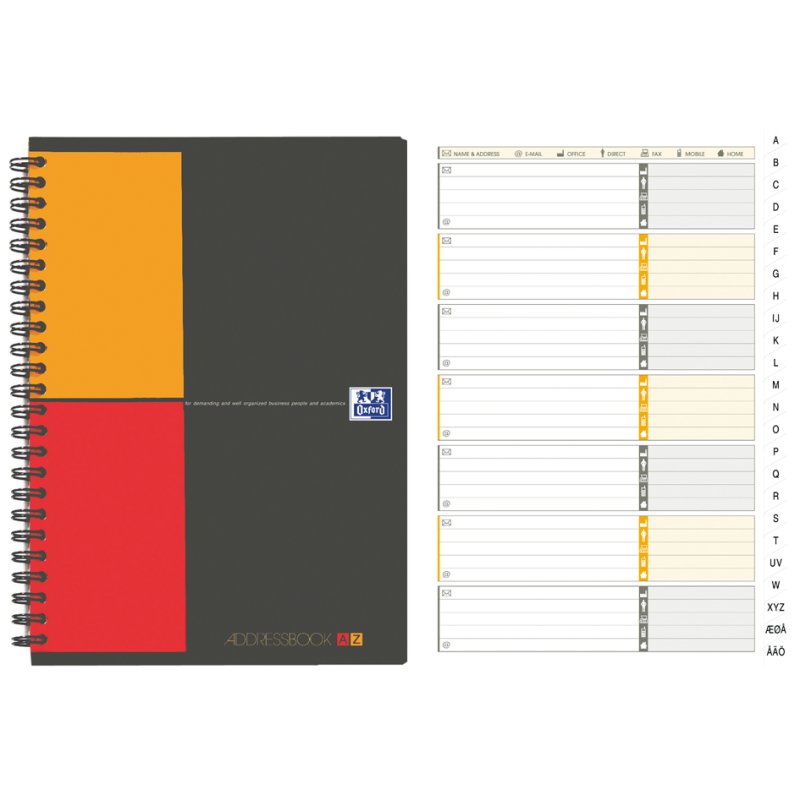 Oxford International address book A5, black, 80 sheets, PP cover, thumb index
