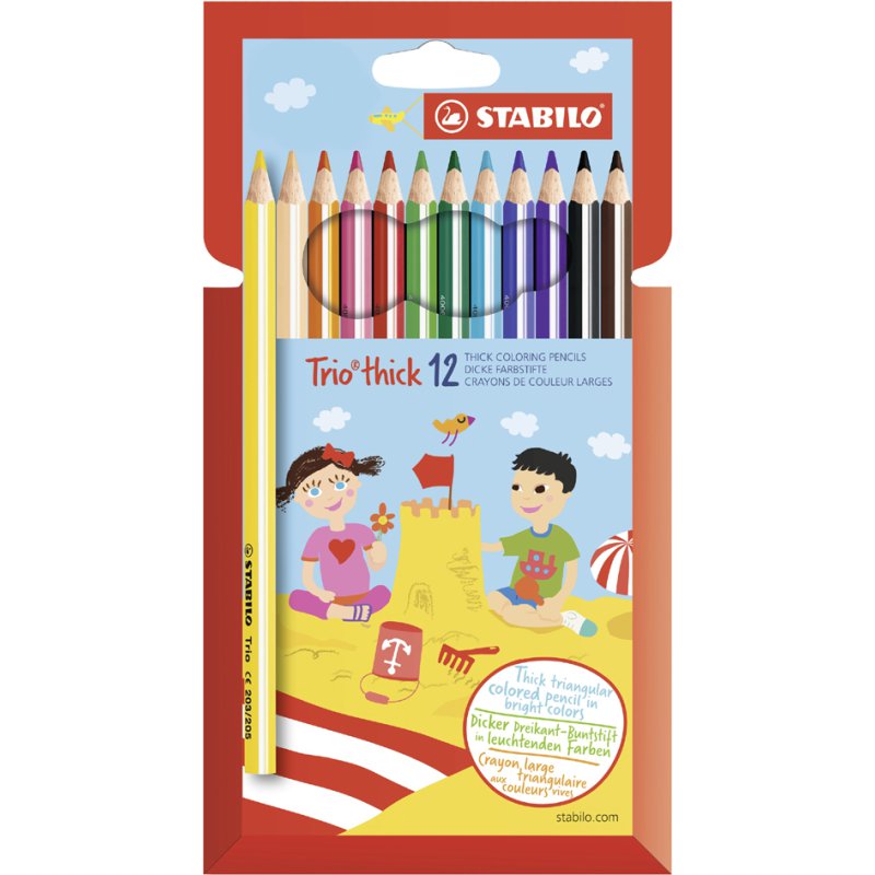 STABILO crayons de couleur Trio épais, triangulaires, 12 pièces