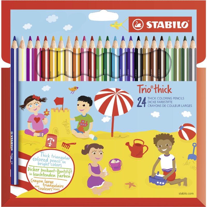 STABILO crayons de couleur Trio épais, triangulaires, 12 pièces