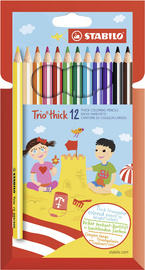 STABILO driehoekige dikke kleurpotloden Trio, 12 stuks, kartonnen etui