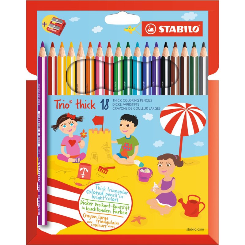 STABILO crayons de couleur Trio épais, triangulaires, 12 pièces