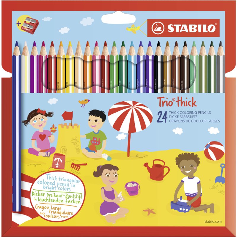 STABILO crayons de couleur Trio épais, triangulaires, 12 pièces