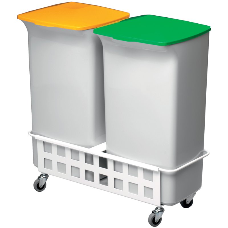 DURABLE rijdende trolley DUO voor 2 afvalbakken SQUARE 40, wit