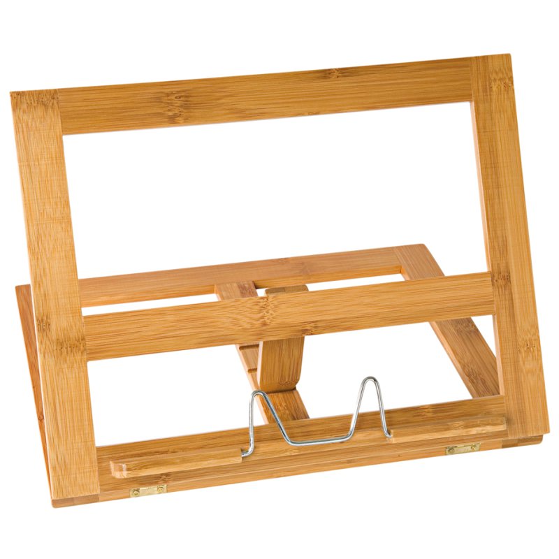 WEDO bamboo book stand, brown, metal hinges, 4-way adjustable