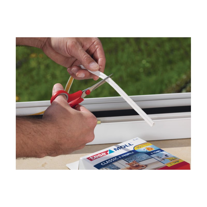tesa Moll Classic P-profil joint en caoutchouc, blanc, 9 mm × 6 m