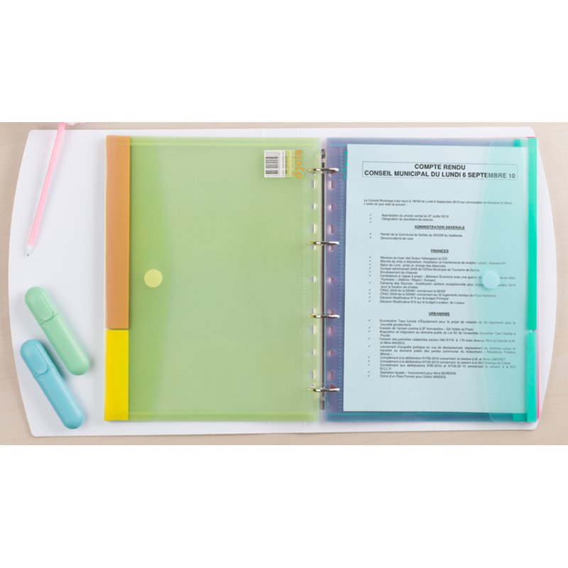 djois documentenmap A4, transparant, klittenbandsluiting, 12 stuks