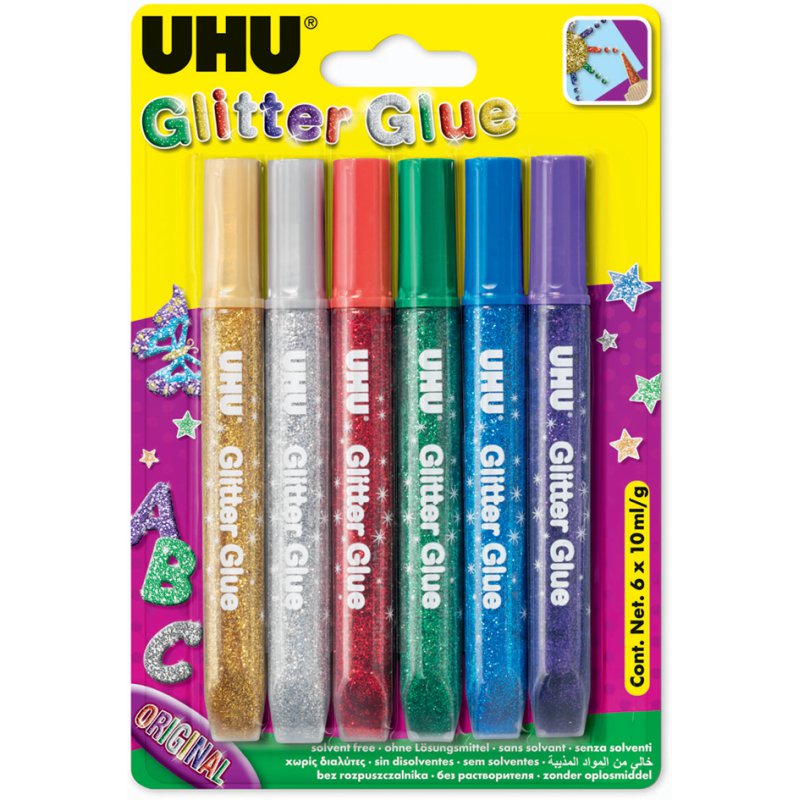 UHU Glitter Glue, solvent-free, washable at 40°C