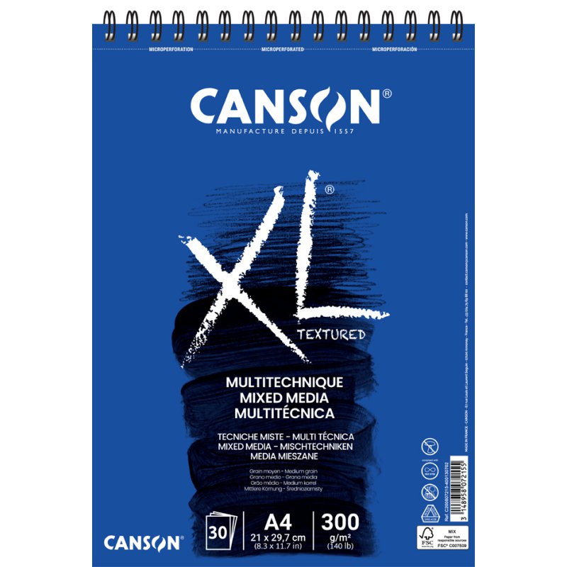 CANSON bloc de croquis XL techniques mixtes, A2, spirale, 15 feuilles