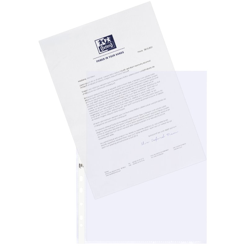 Oxford Premium A4 sleeves, transparent textured, PP 0.12 mm, structured, 100 pieces