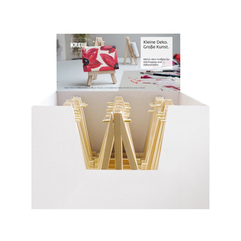 KREUL mini easel in counter display, natural beech wood, 36 pieces