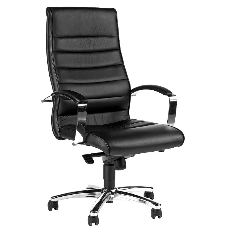 Topstar bureaustoel TD LUXE 10, zwart leder, knie-wipmechaniek, 110 kg
