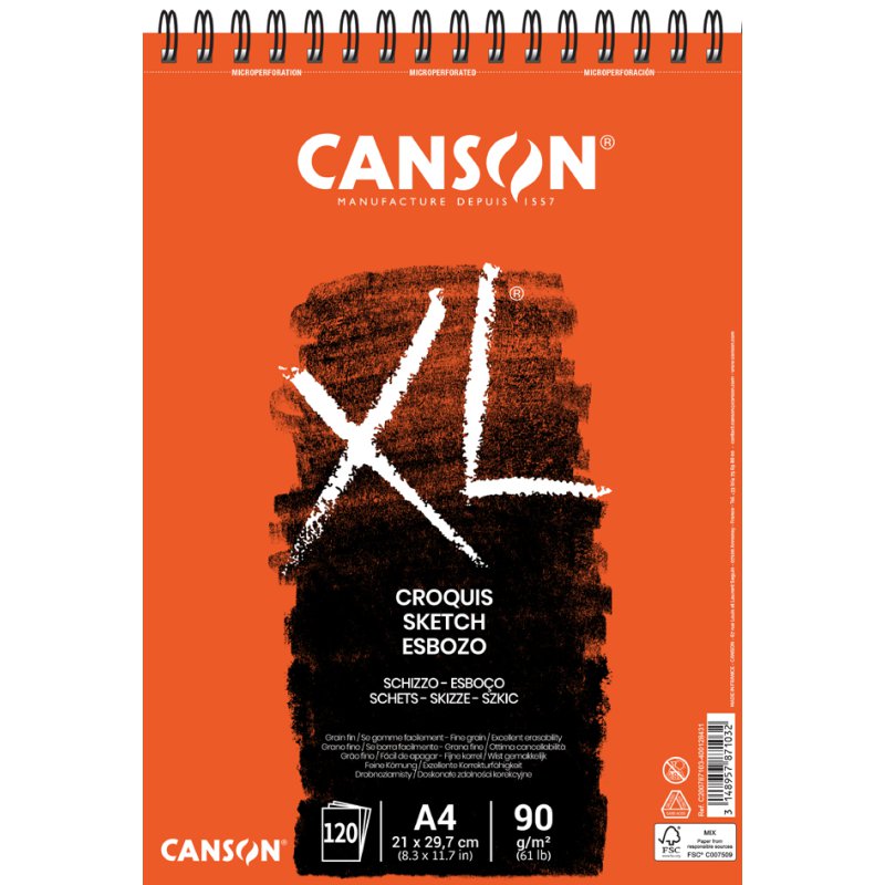 CANSON bloc de croquis XL Sketch, A4, spiralé, 120 feuilles