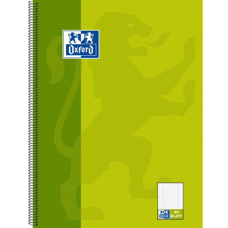 Oxford KarLi A4+ writing pad, green, squared and lined, 80 sheets