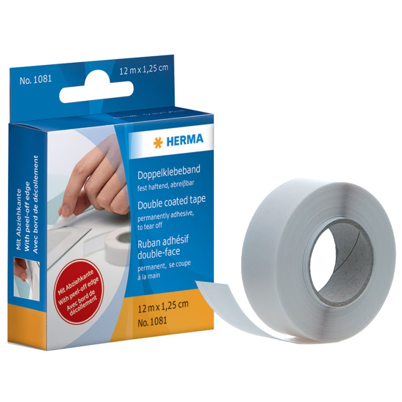 HERMA ruban adhésif double-face, blanc, 12,5 mm × 12 m