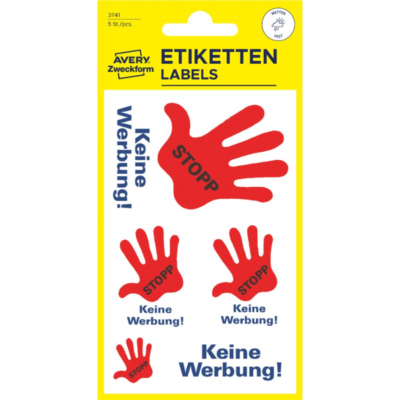 AVERY Zweckform etiketten Geen reclamedrukwerk, weerbestendige folie, zelfklevend, 4 stuks