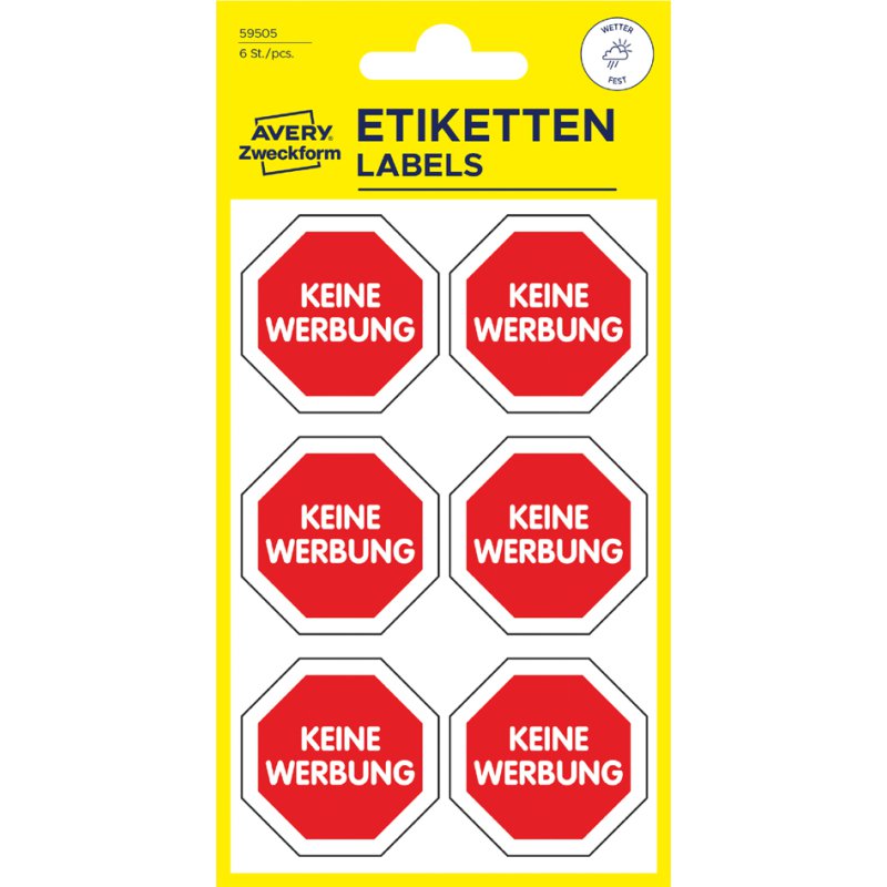 AVERY Zweckform etiketten Geen reclamedrukwerk, weerbestendige folie, zelfklevend, 4 stuks