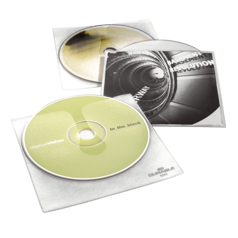 DURABLE CD/DVD hoesjes transparant, 1 disc, booklet vak, 10 stuks