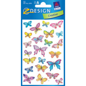 AVERY Zweckform bloemmotiefstickers Vlinders, papier, 3 vel à 23 stickers