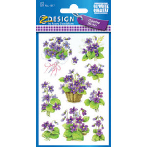 AVERY Zweckform bloemenboeket stickers creatief, wit/bont, permanent hechtend, 3 vel à 19 stuks