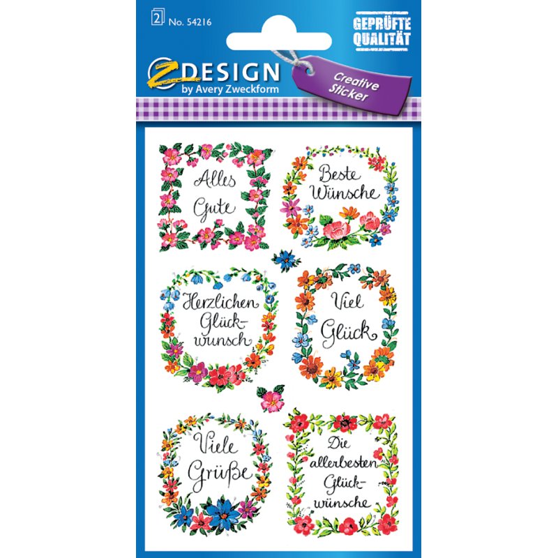 AVERY Zweckform vormgeving stickers zonnebloemen en lieveheersbeestjes, papier beglimmerd, 2 vel à 14 stickers