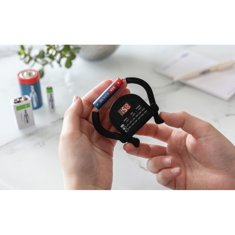 ANSMANN batterijentester BATTERY TESTER, knoop- en ronde batterijen, 9V E-block, zakformaat