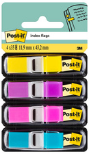 Post-it Index Mini markeervlaggen, 11,9 × 43,2 mm, standaardkleuren, 4 × 35 stuks