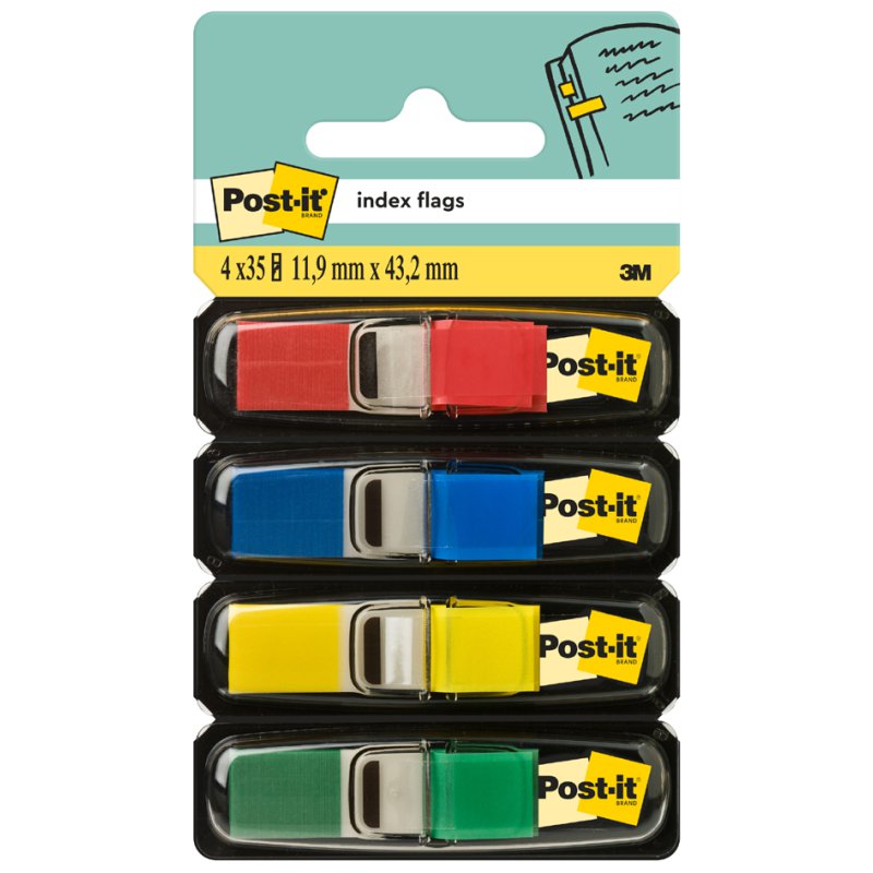 Post-it Index Mini onglets, 11,9 × 43,2 mm, couleurs tendance, 4 × 35 pièces
