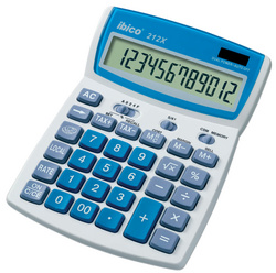 Ibico Bureaurekenmachine 212X, 12-cijferig LCD, lichtgrijs/blauw