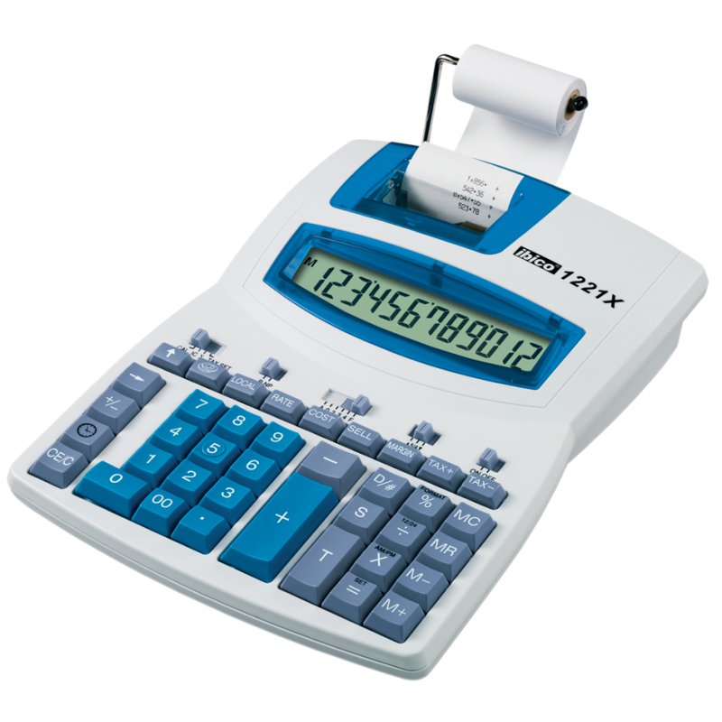 ibico calculatrice 1221X, affichage LCD 12 chiffres, impression 2 couleurs noir/rouge