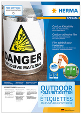 HERMA Outdoor folie-etiketten, 210 × 297 mm, wit mat, 10 stuks