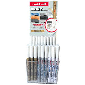 uni-ball permanente marker PAINT PX203, 0,5-0,7 mm, goud/wit/zilver, 36 stuks