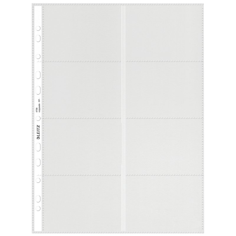 LEITZ business card sleeves, glass-clear, 8 pockets, PP, 10 pieces