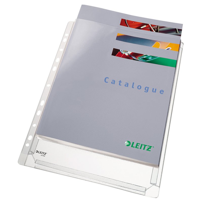 LEITZ Pochettes de documents Maxi A4, PVC ondulé 0,17 mm, 5 pièces