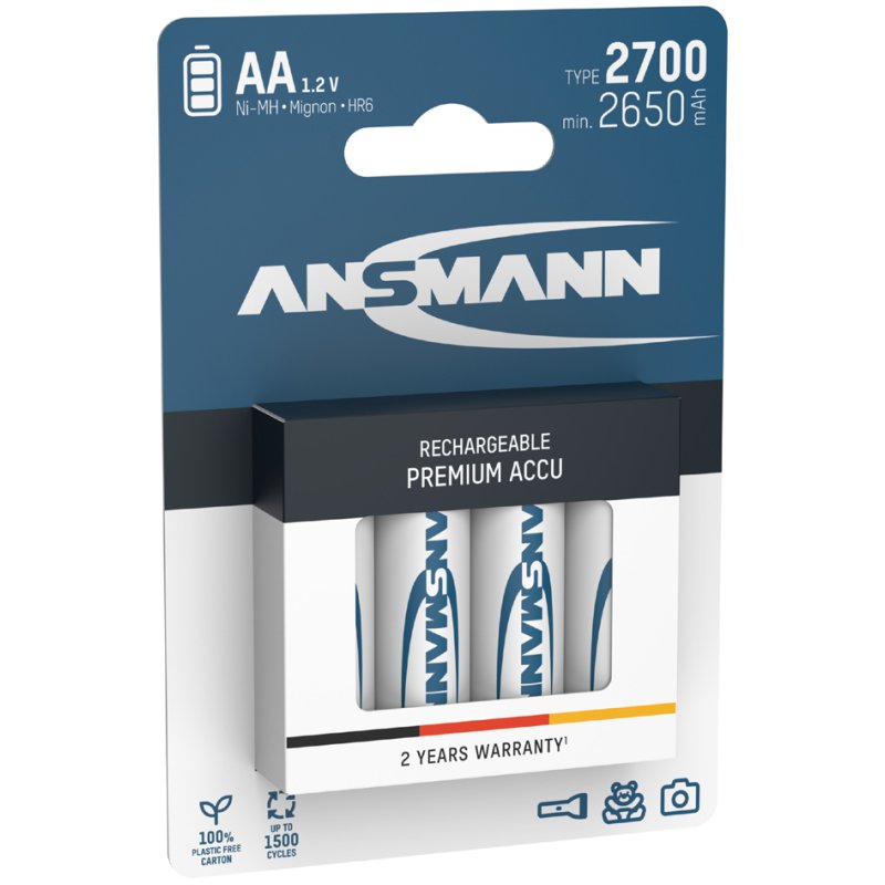 ANSMANN NiMH rechargeable batteries AA, 4 pieces