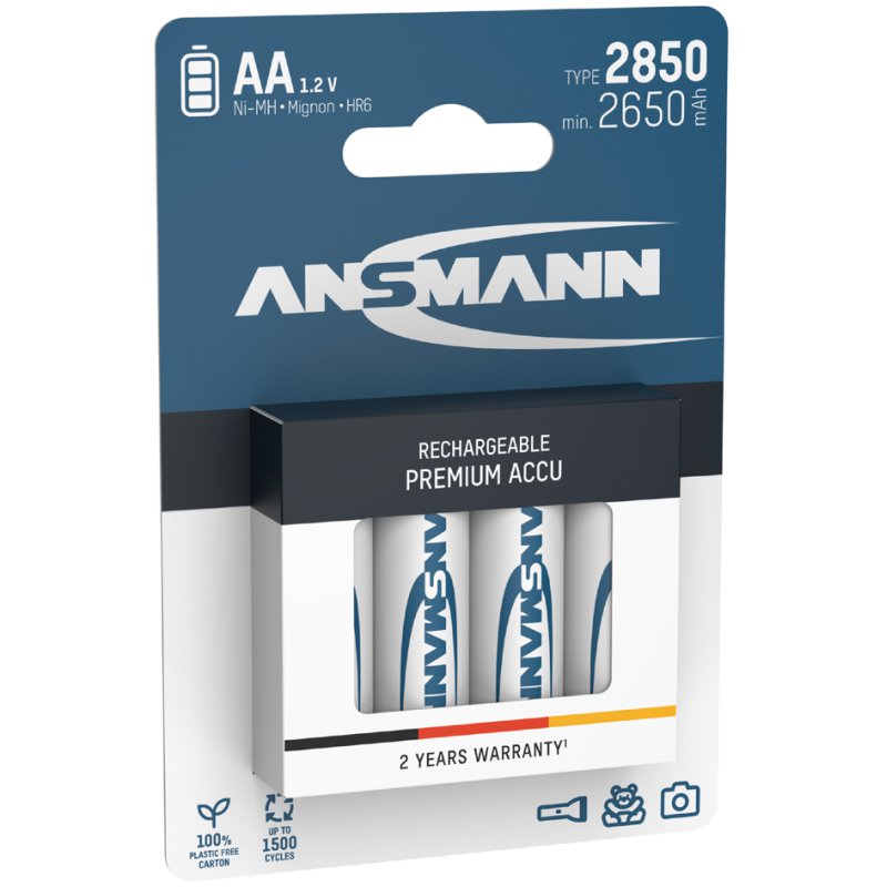 ANSMANN NiMH rechargeable batteries AA, 4 pieces