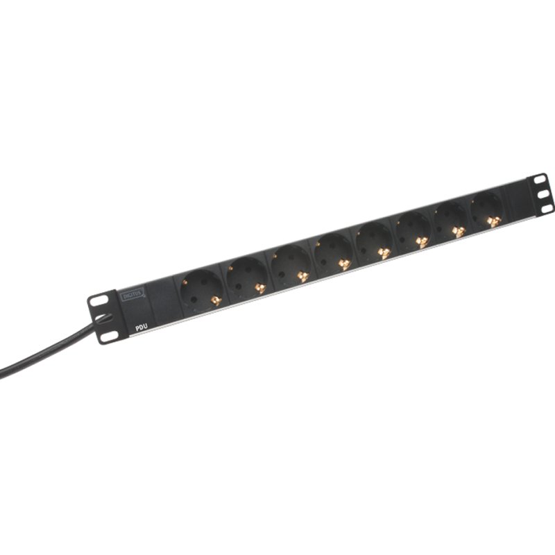 DIGITUS 19 inch power strip 8-way, black, 1U, without switch